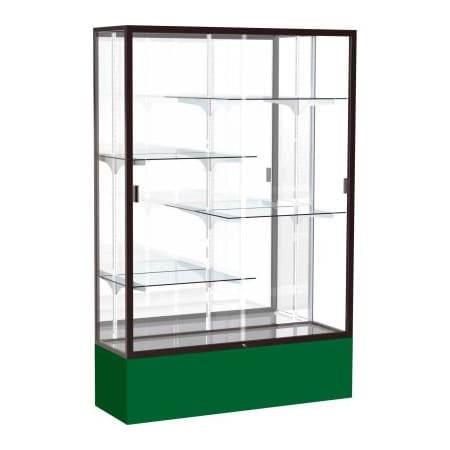 Waddell Display Case Of Ghent Spirit Display Case Forest Green Base, Bronze Frame, Mirror Back 48"W x 72"H 374MB-BZ-FG